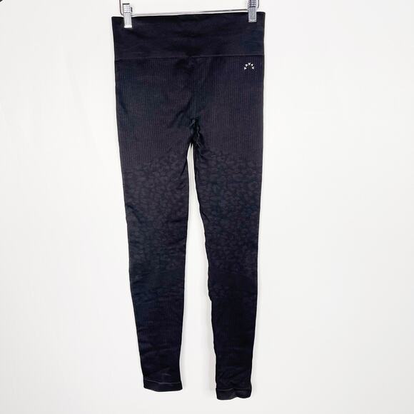 Varley Small S Black Seamless High Rise Quincy Leopard Leggings Jacquard Animal - Picture 2 of 12